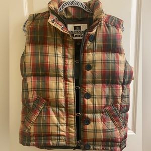 Roots plaid puffer vest